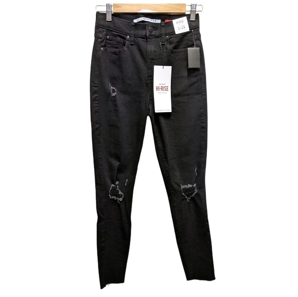 Celebrity Pink high-rise skinny The Spice distressed black jeans